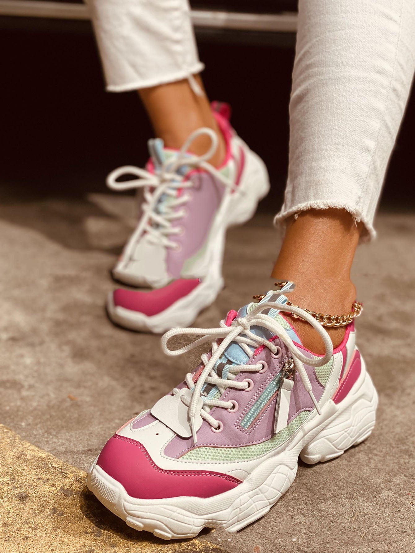 ASTER Flashlander Women Chunky Sneakers Female Lace Up Platform