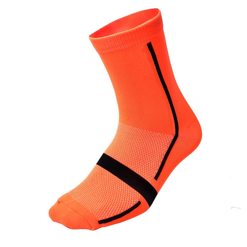 orange socks lithing flashlander left side cycling socks