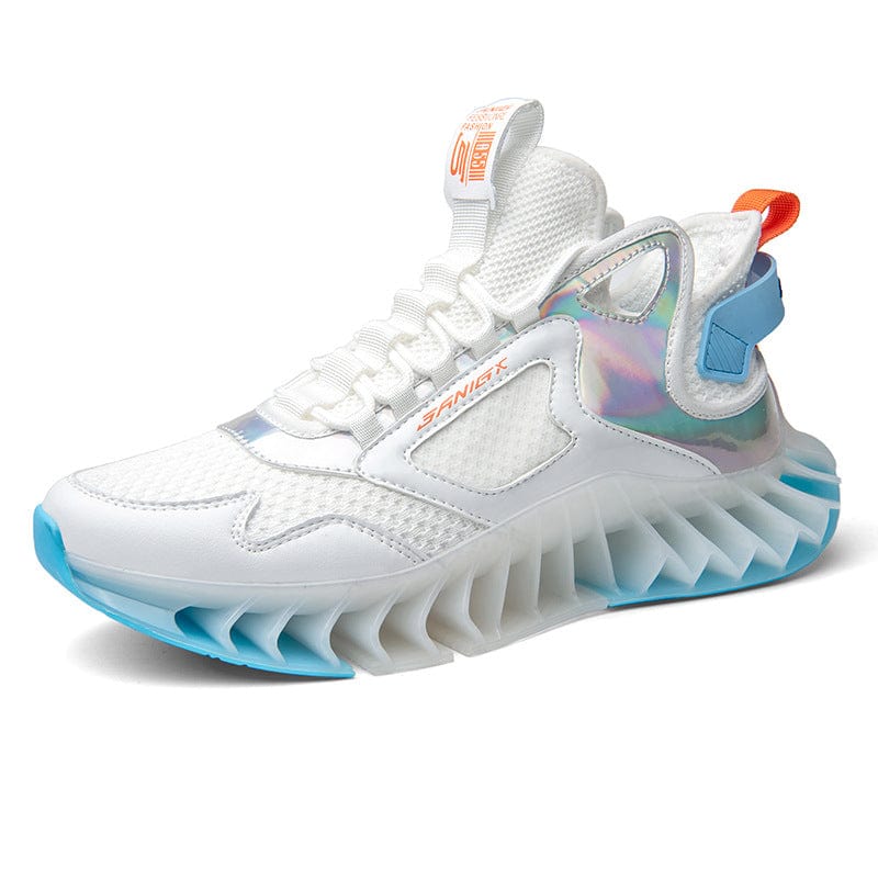 white ligth blue sneakers predatorx fire left side