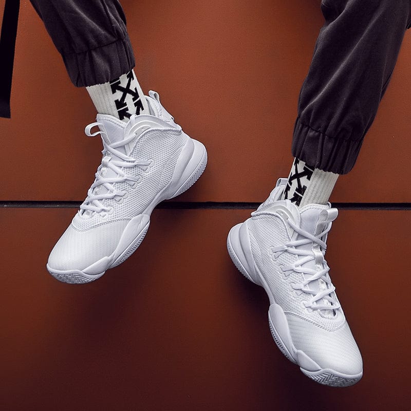 white sneakers bouncing ic3 flashlander front side basketball sneakers men using shoes