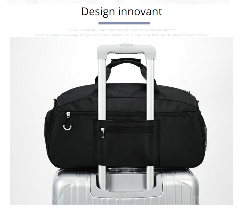 black gym bag and travel bag airx flashlander back side with a design innovant on a travel backpack