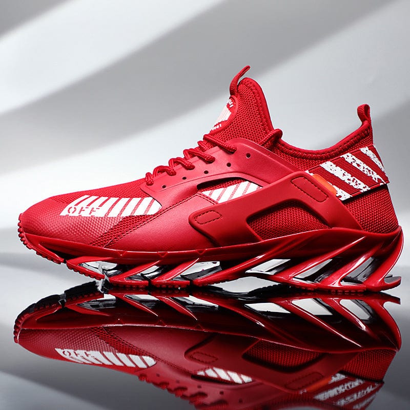 red sneakers jaguar on flashlander running shoes 