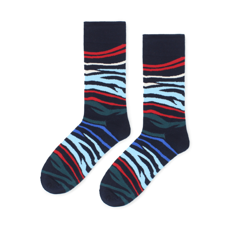 black blue red tiger lines socks soho flashlander left side pair