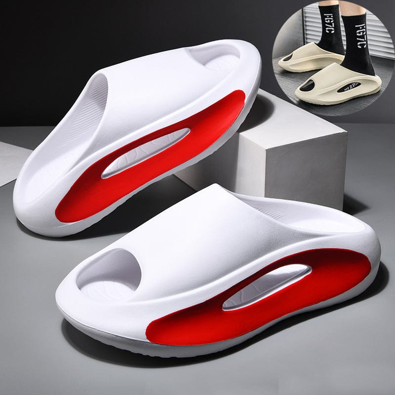 white red sandals ezla flashlander pair man using slippers
