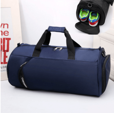blue navy gym bag oxford flashlander front side and inside for sneakers and more sports bag 