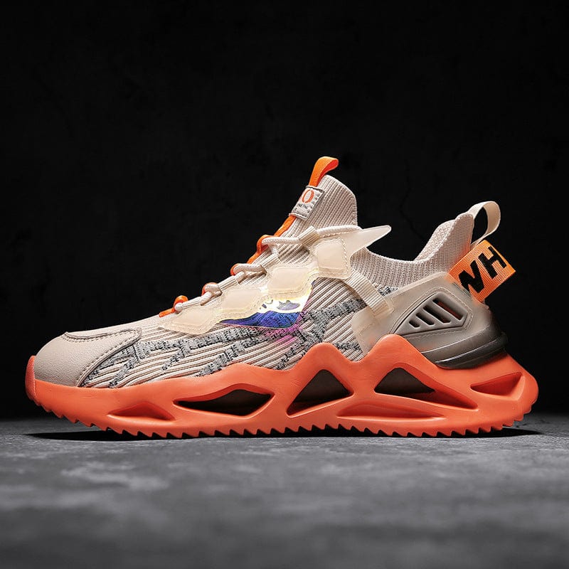 orange sneakers moon x33 flashlander left side men's sport shoes