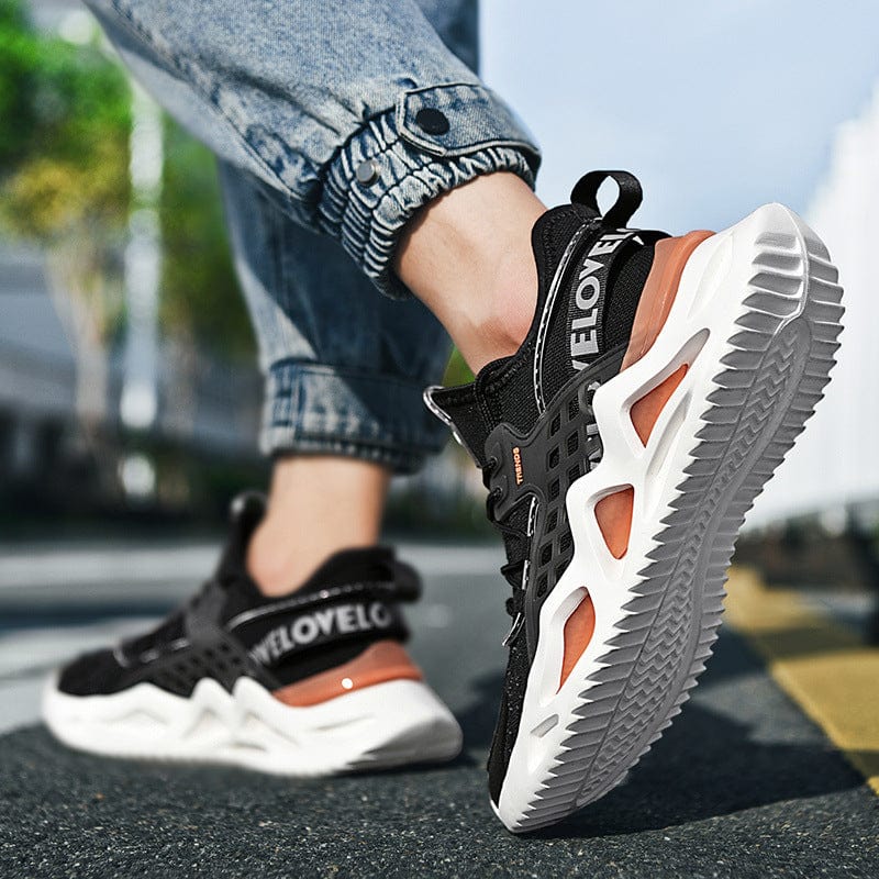 black orange sneakers trends flashlander model walking with shoes