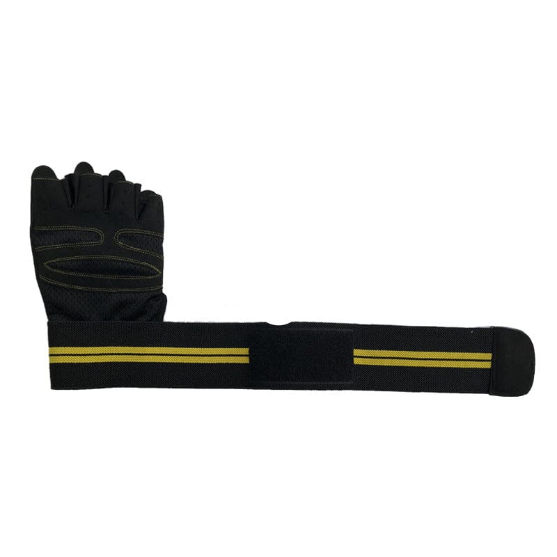 black yellow gym gloves cobra flashlander front and back side lifting glove velcro to close the glove