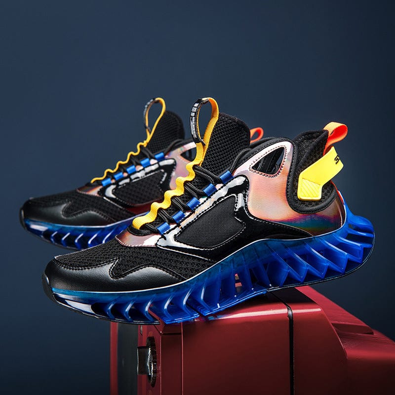 black blue sneakers predatorx fire left side pair