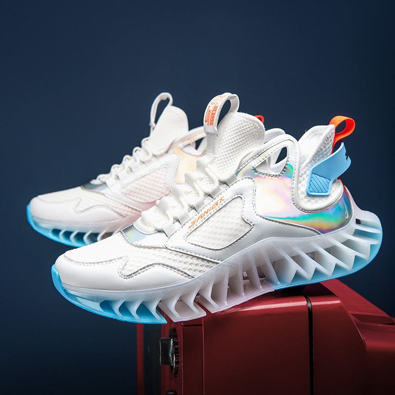 white blue sneakers predatorx fire left side pair