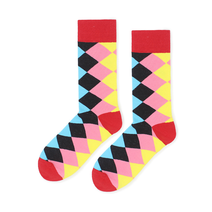 red black pink yellow blue rombo socks soho flashlander left side pair men's socks