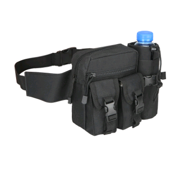 black waist bag with kettle pockets and water bottle pocket sport waist bag flashlander left side