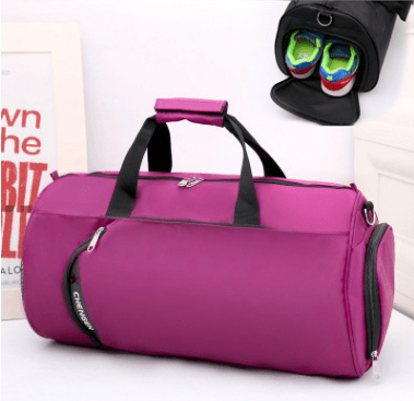 purple gym bag oxford flashlander front side and inside for sneakers and more sports bag 