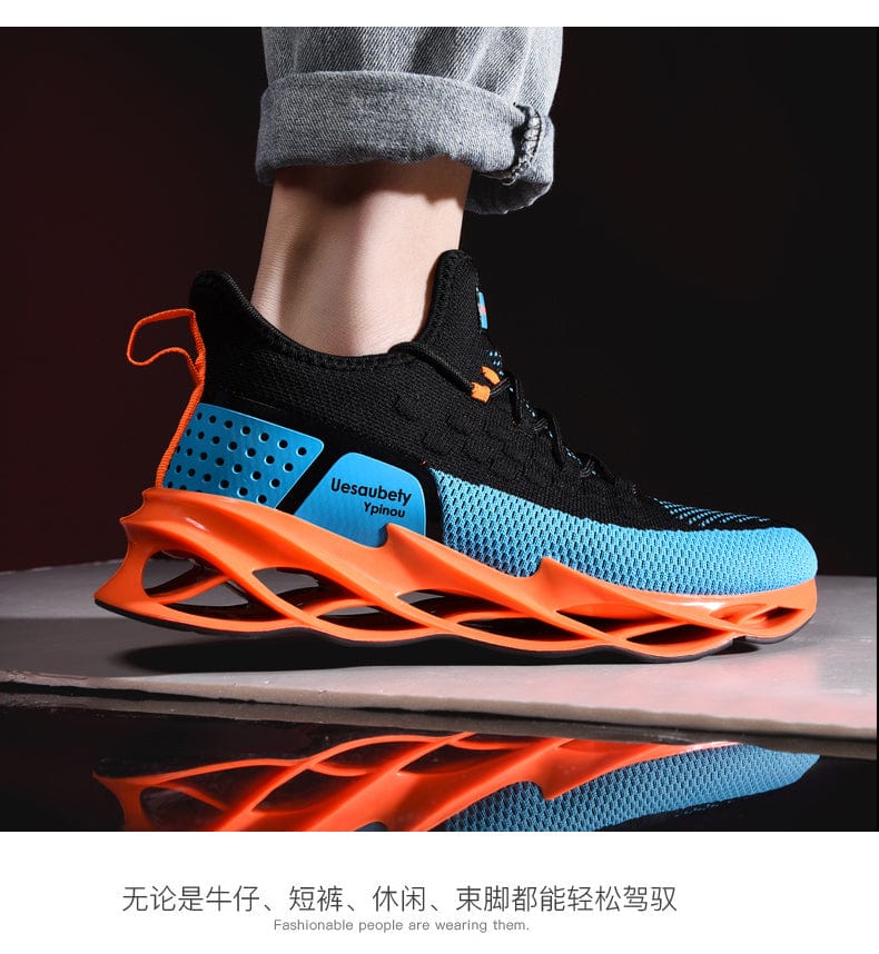 black orange sneakers blades gx flashlander right side model standing