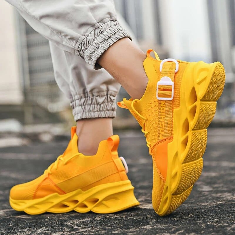 yellow sneakers gladiator flashlander model walking