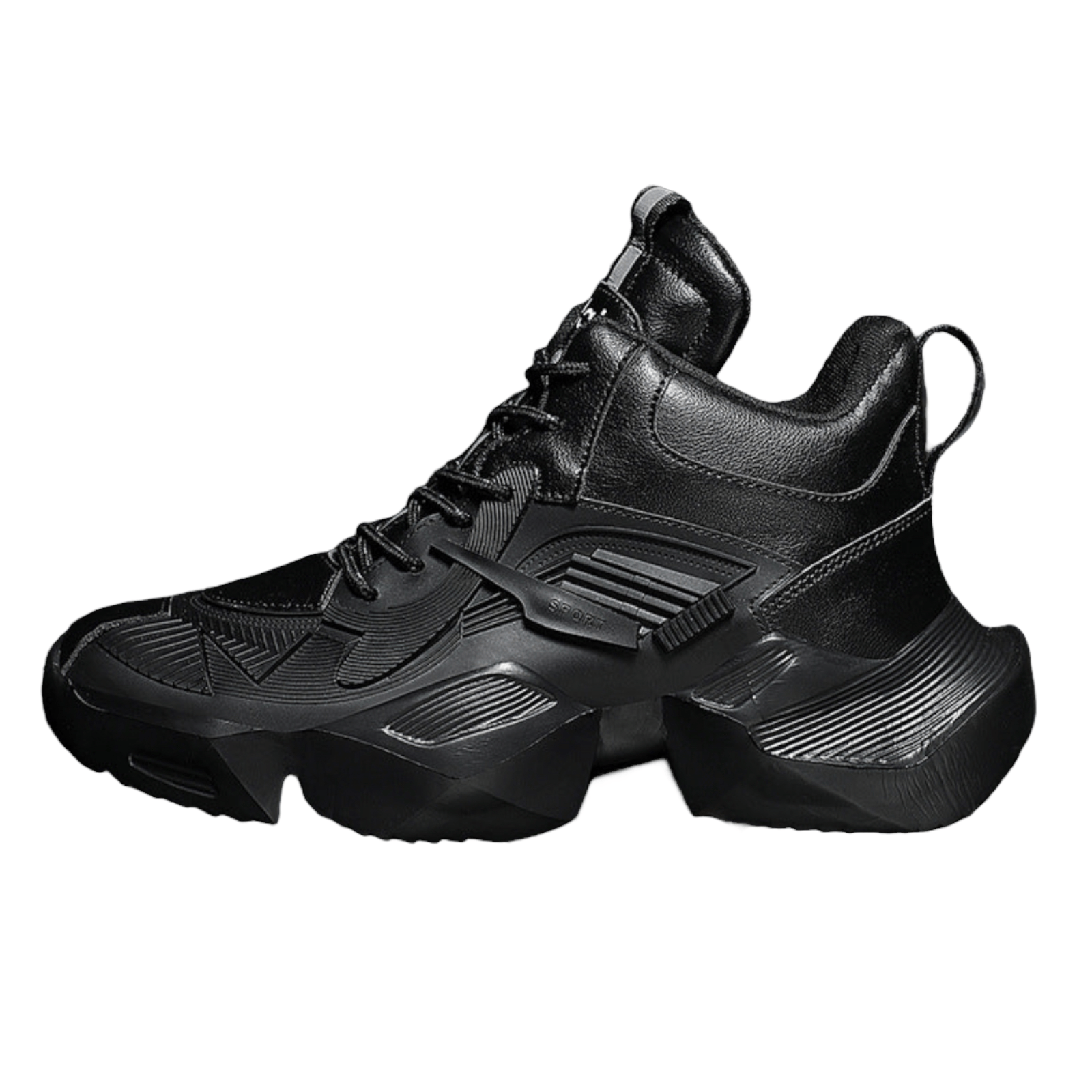 black sneakers aquiles sport flashlander left side