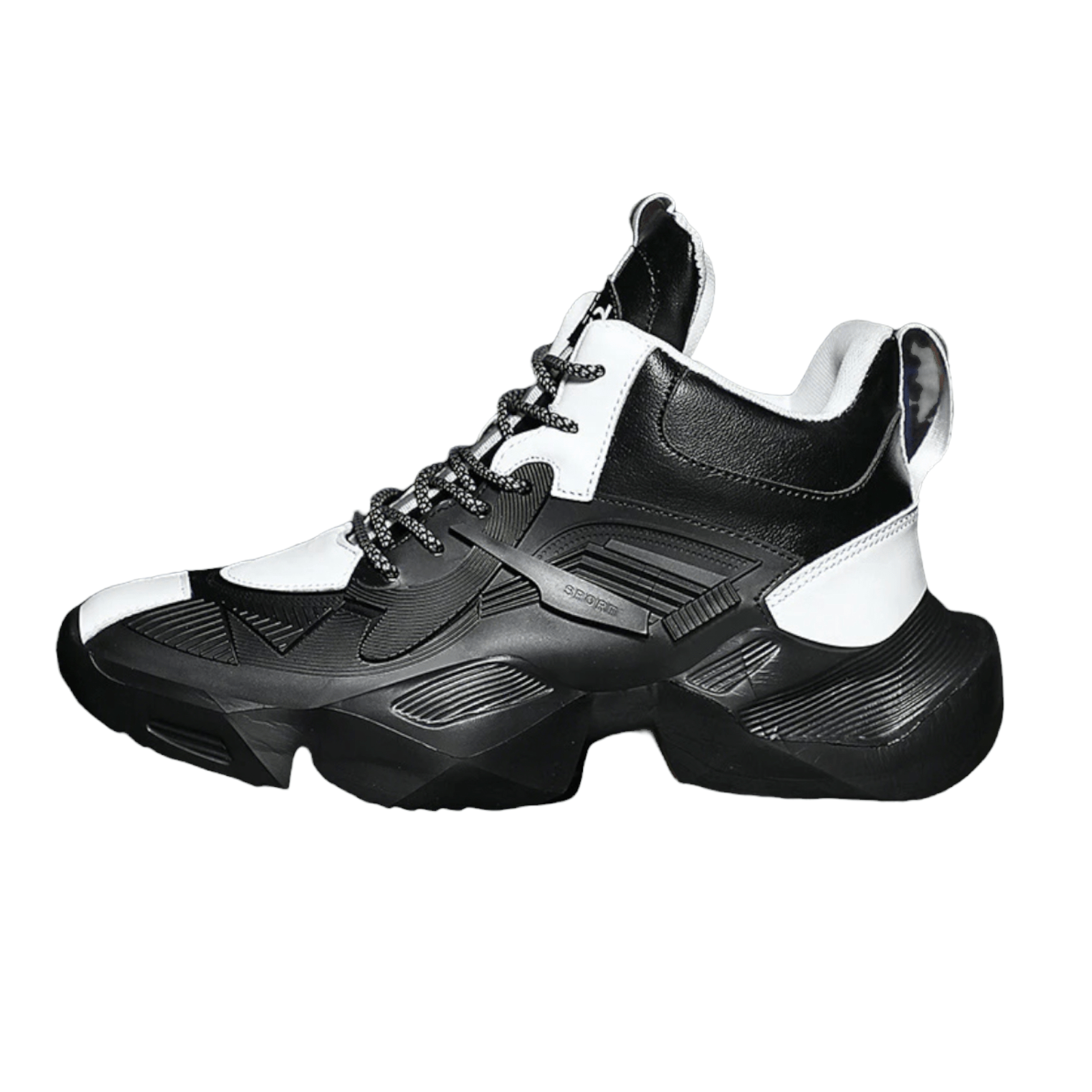 black and white shoes aquiles sport flashlander left side