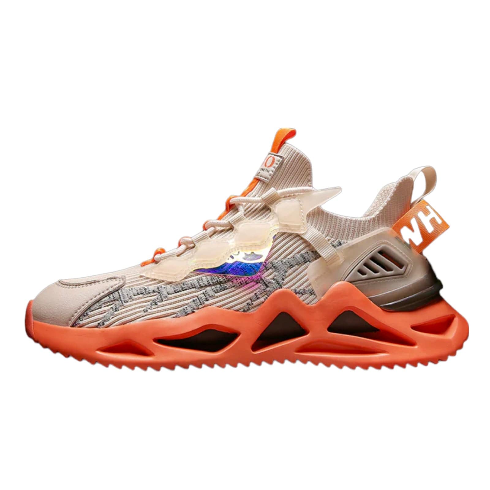 beige sneakers moon x33 flashlander left side orange sole shoes