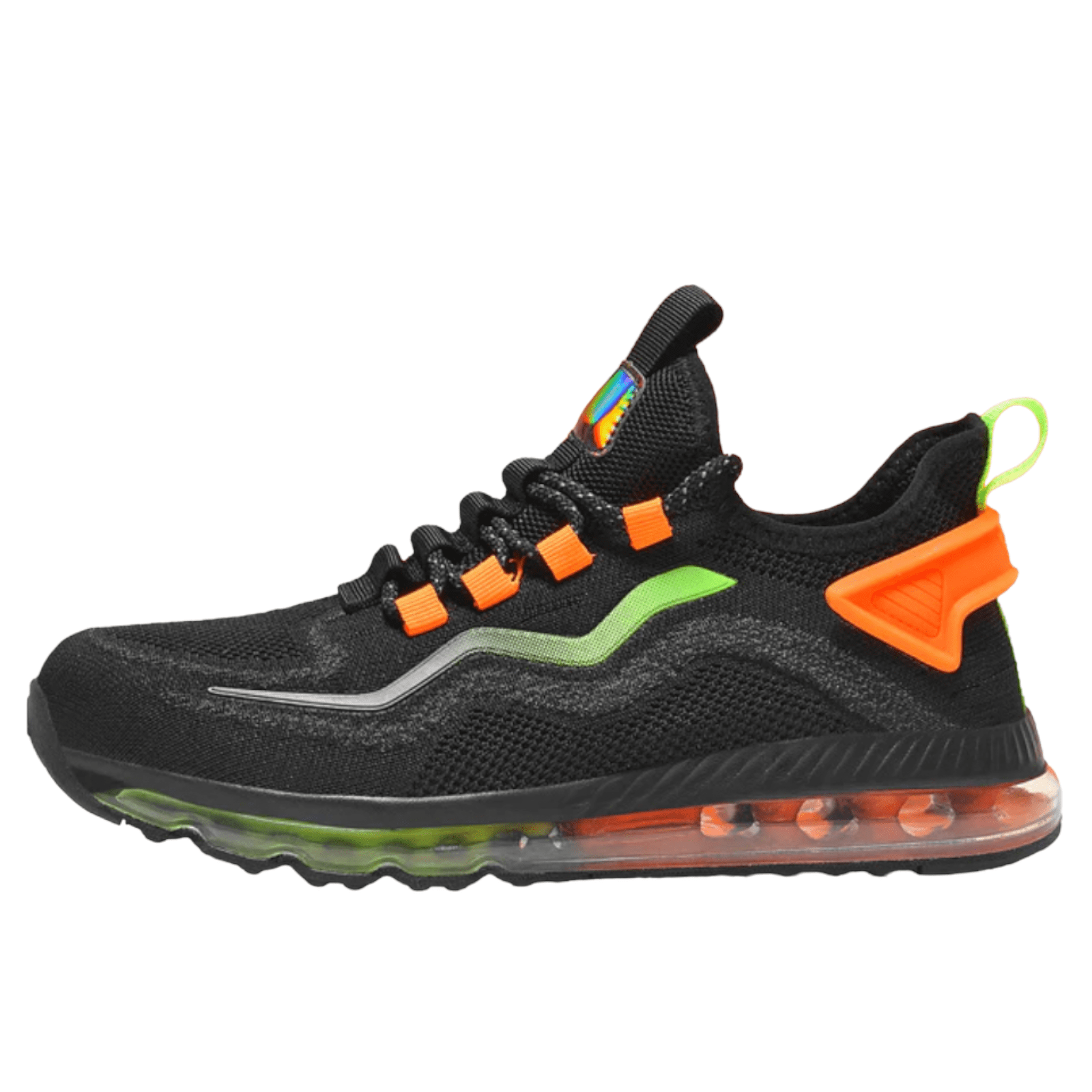 black orange sneakers thunder air flashlander left side