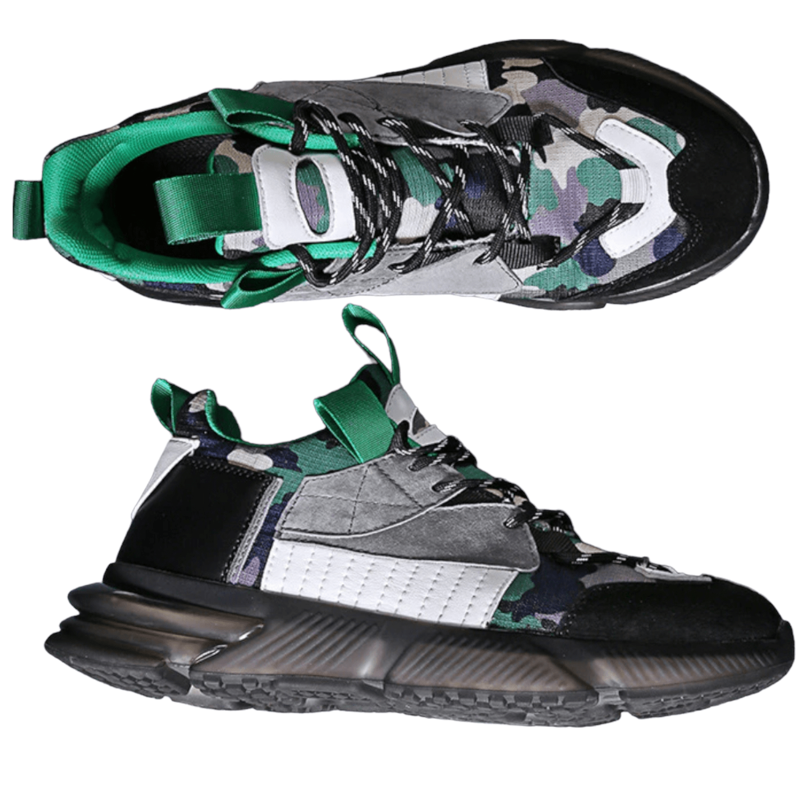 black green sneakers prowl flashlander right side and view from above kicks