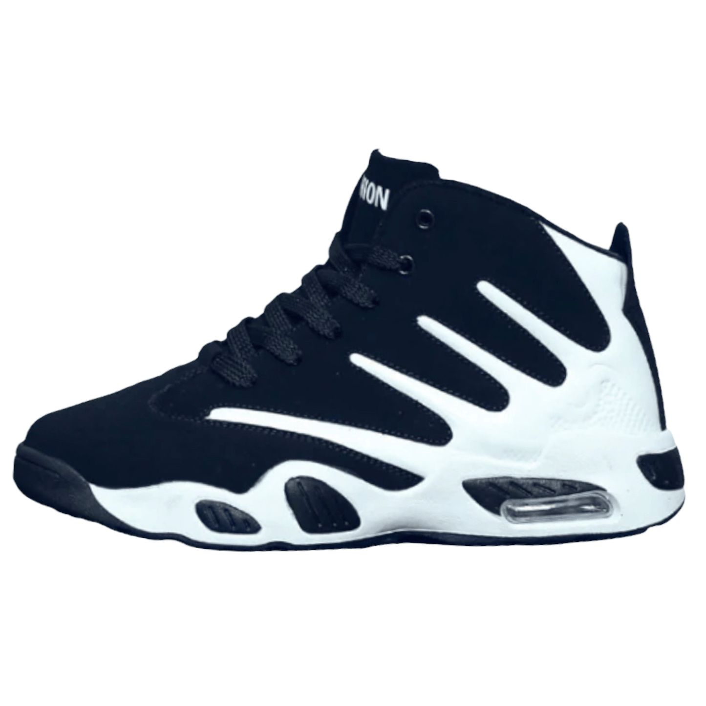 black white sneakers claw flashlander left side basketball sneakers