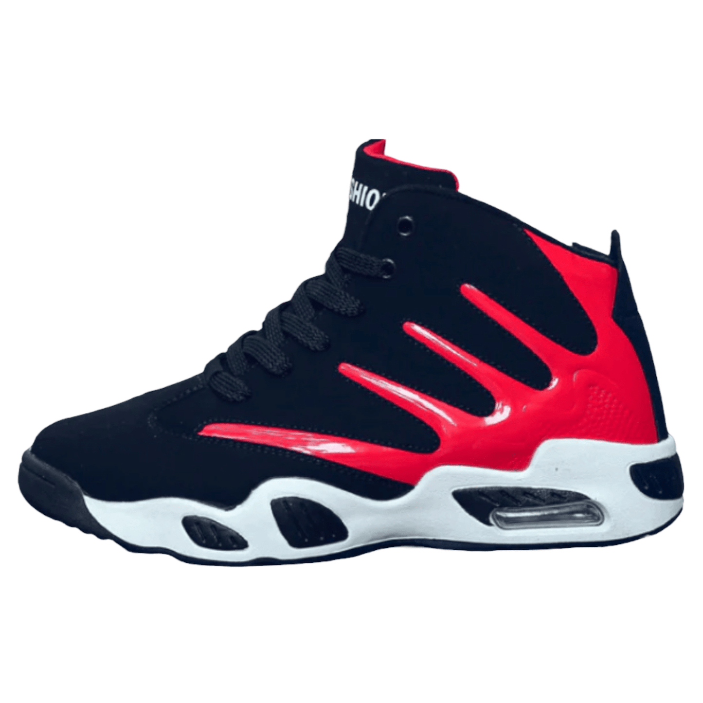 black red men's sneakers claw flashlander left side basketball sneakers