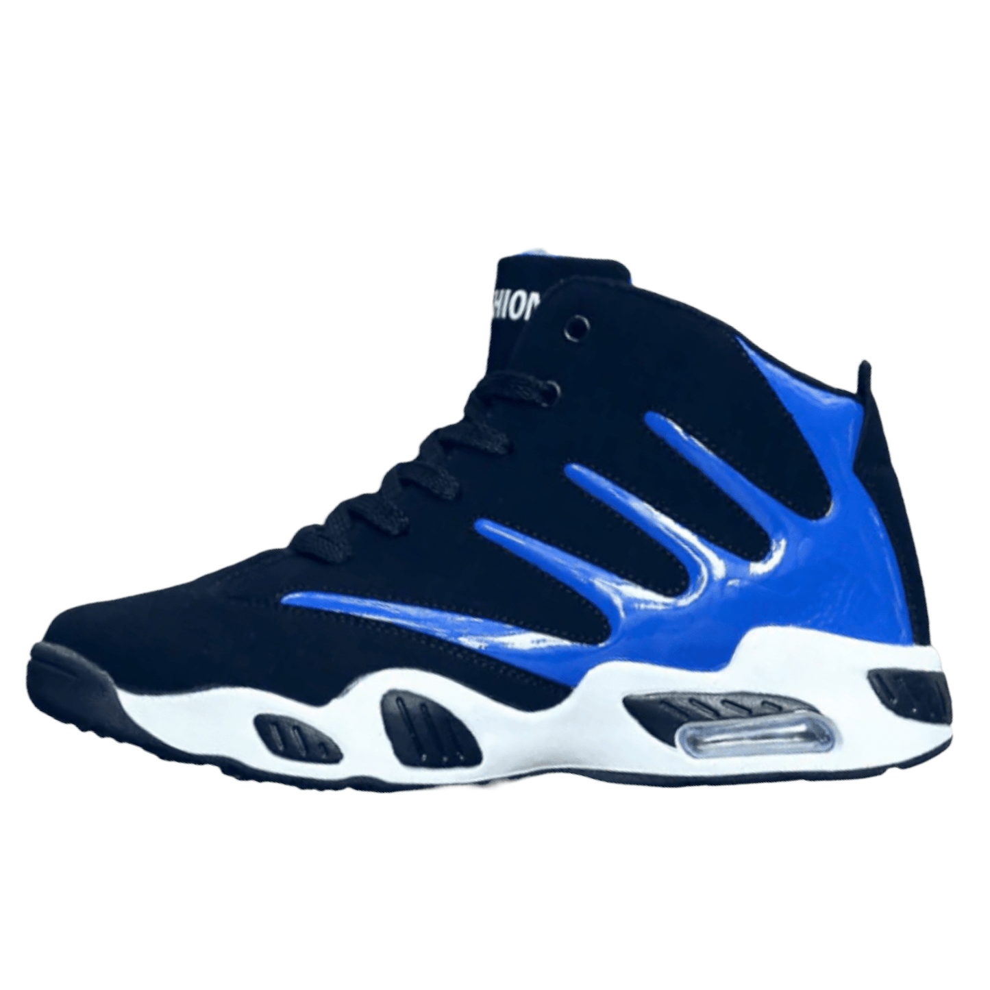 black blue sneakers claw flashlander left side basketball sneakers