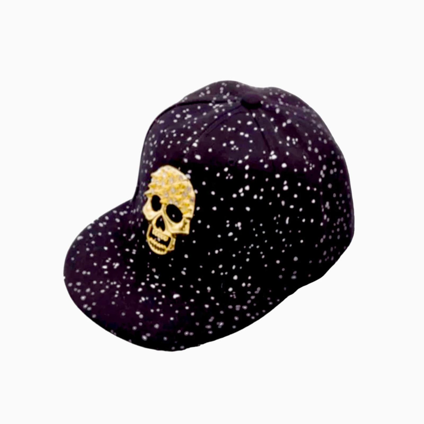 black cap skull star flashlander left side flat cap