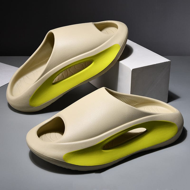 beige green sandals ezla flashlander pair