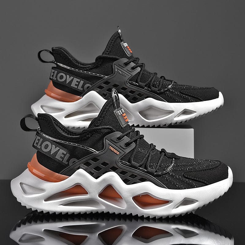 black orange sneakers trends flashlander right side pair